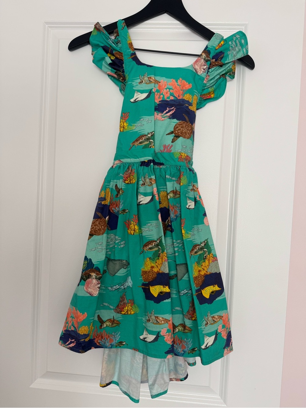 Worthy Threads Ocean Themed Teal and Navy Print Dress